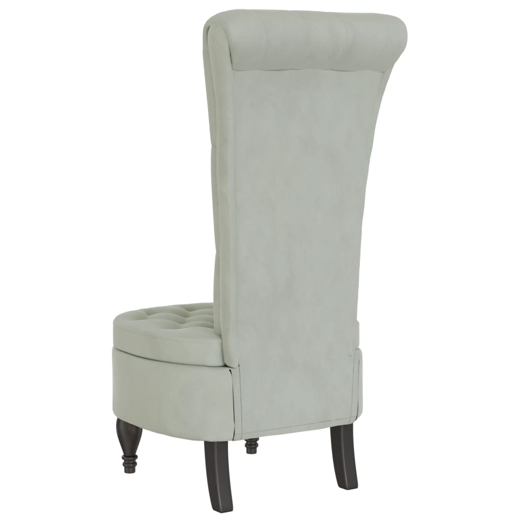 Sedia Schienale Alto Design con Bottoni Velluto Grigio Chiaro