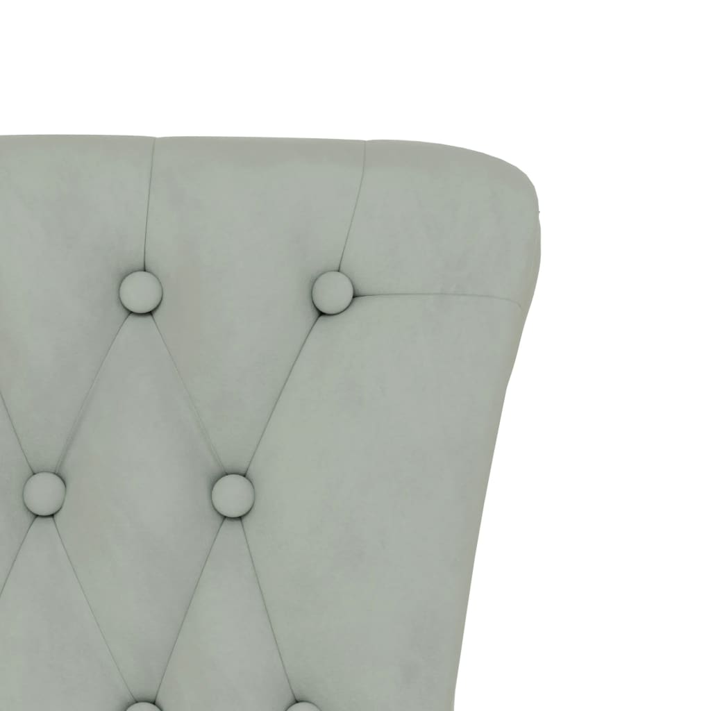 Sedia Schienale Alto Design con Bottoni Velluto Grigio Chiaro
