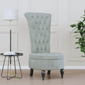 Sedia Schienale Alto Design con Bottoni Velluto Grigio Chiaro
