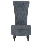 Sedia Schienale Alto Design con Bottoni in Velluto Grigio Scuro