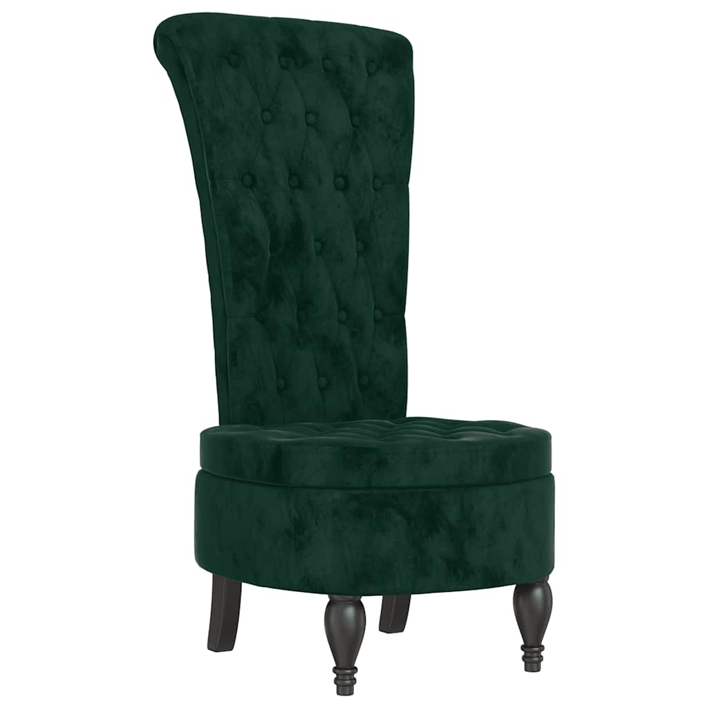 Sedia Schienale Alto Design con Bottoni in Velluto Verde Scuro