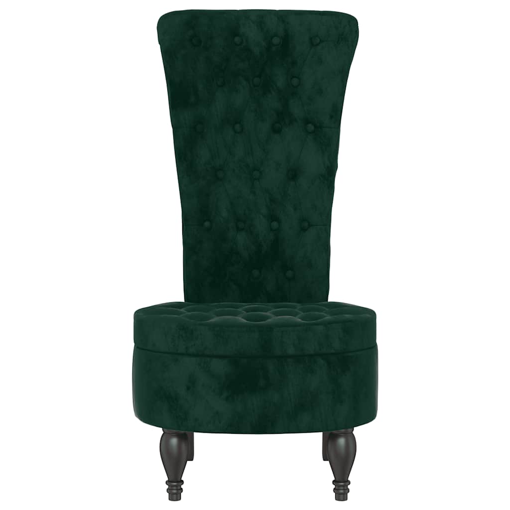 Sedia Schienale Alto Design con Bottoni in Velluto Verde Scuro