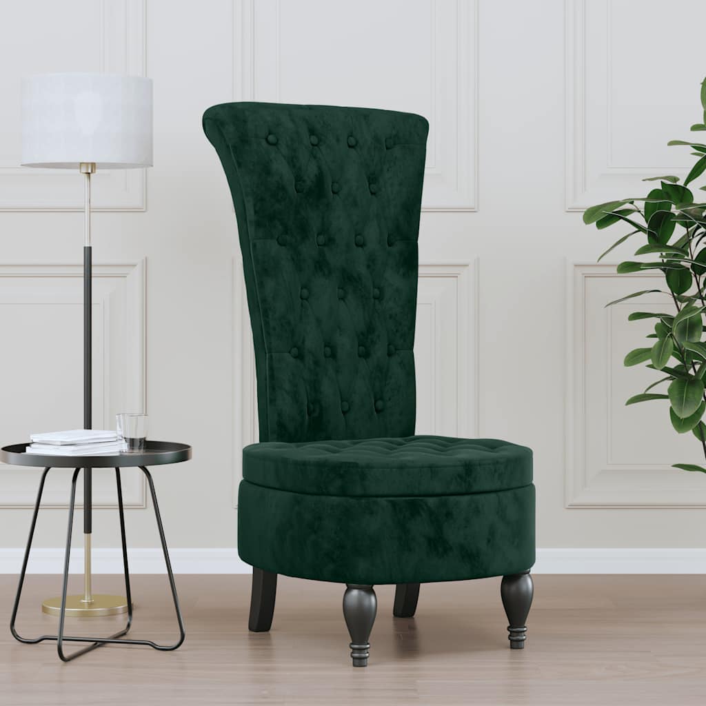 Sedia Schienale Alto Design con Bottoni in Velluto Verde Scuro