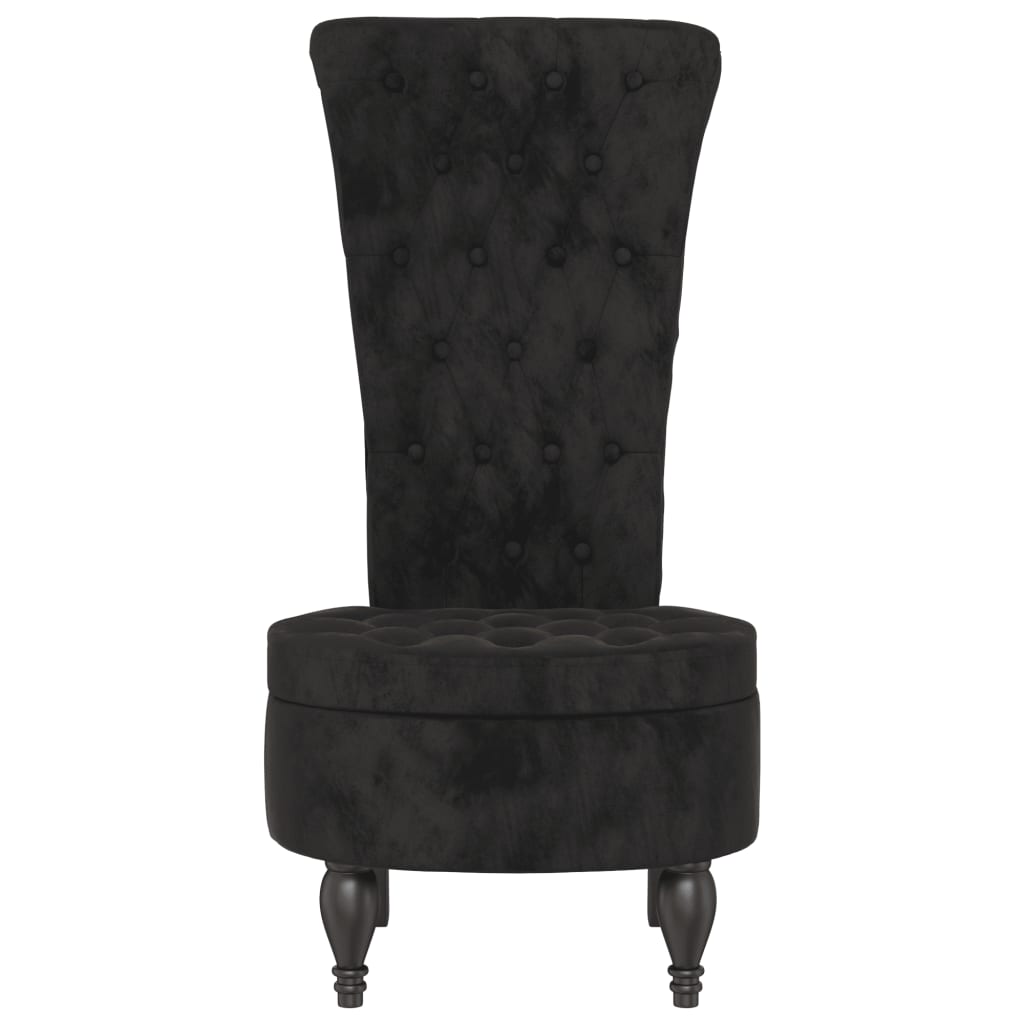 Sedia con Schienale Alto Design con Bottoni in Velluto Nero