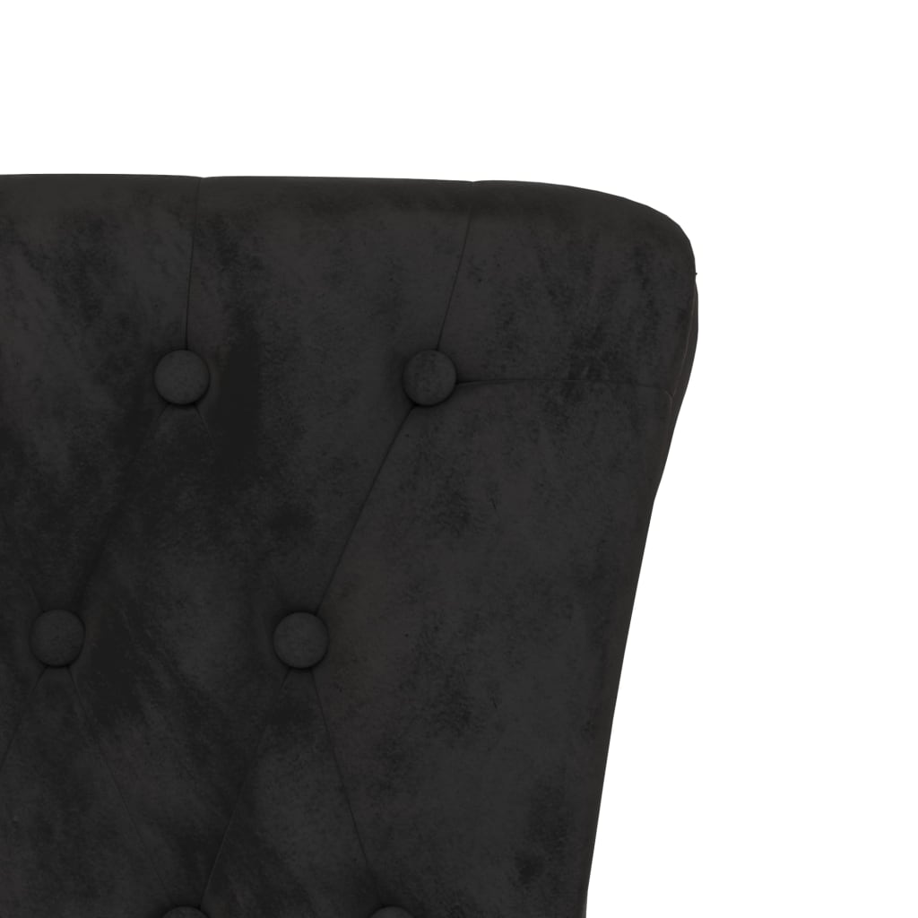 Sedia con Schienale Alto Design con Bottoni in Velluto Nero