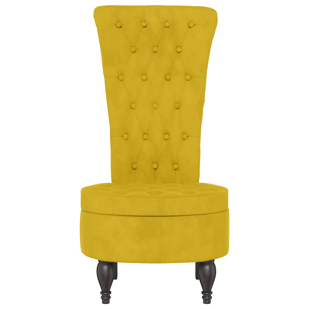 Sedia con Schienale Alto Design con Bottoni in Velluto Giallo
