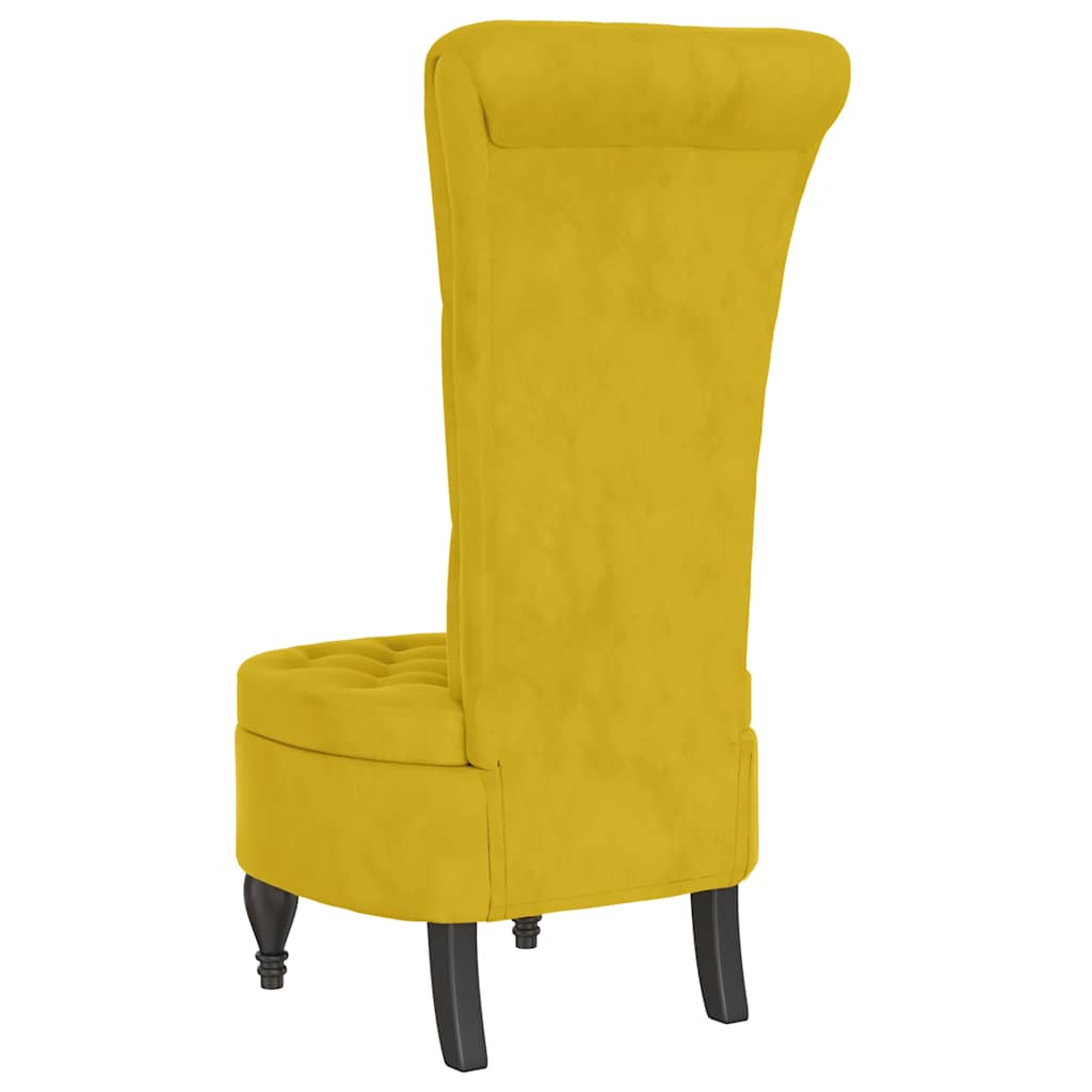 Sedia con Schienale Alto Design con Bottoni in Velluto Giallo