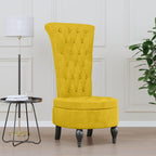 Sedia con Schienale Alto Design con Bottoni in Velluto Giallo