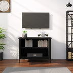 Mobile Porta TV con Ante Nero 60x35x45 cm in Legno Multistrato