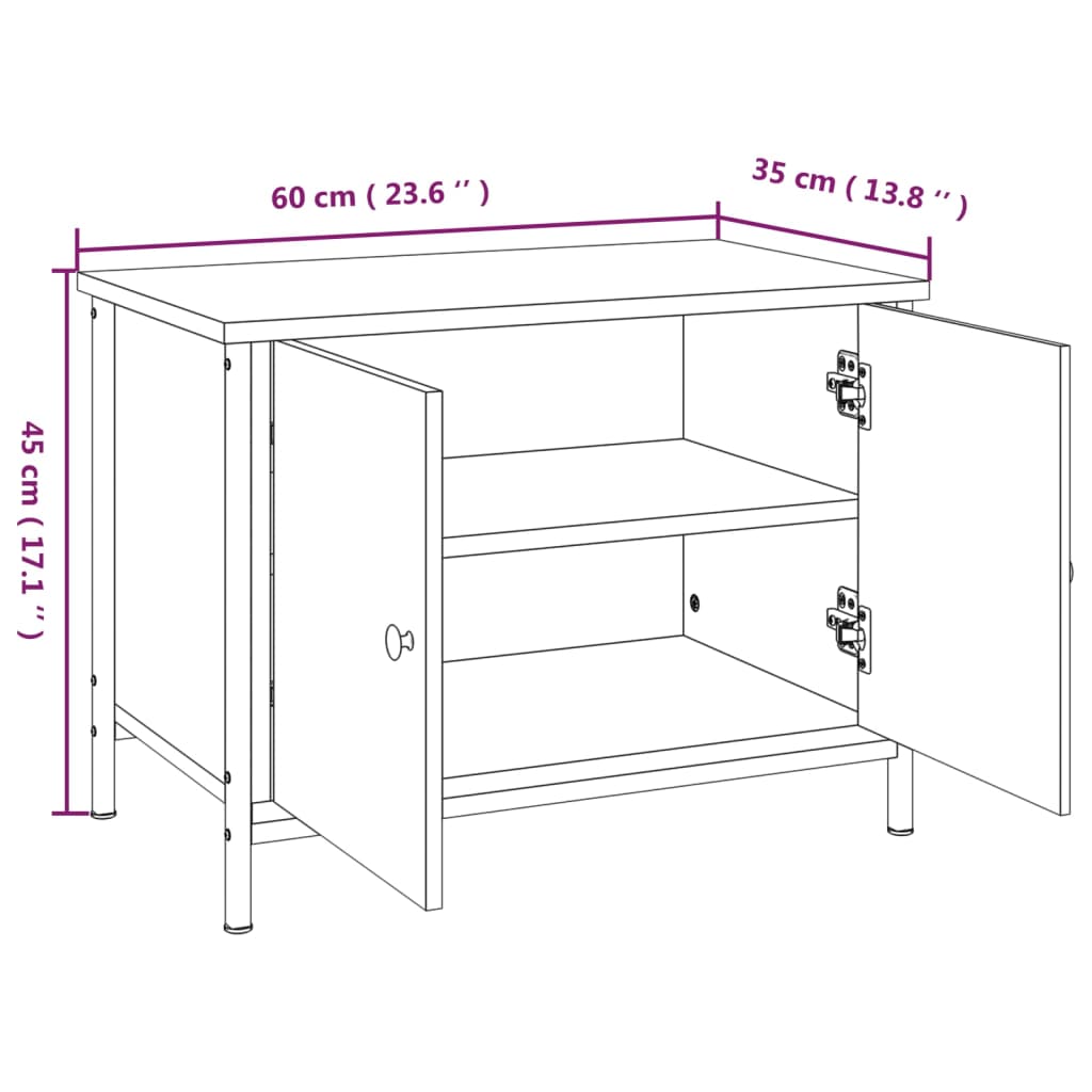 Mobile Porta TV con Ante Nero 60x35x45 cm in Legno Multistrato