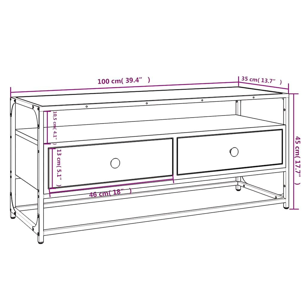 Mobile Porta TV Nero 100x35x45 cm in Legno Multistrato