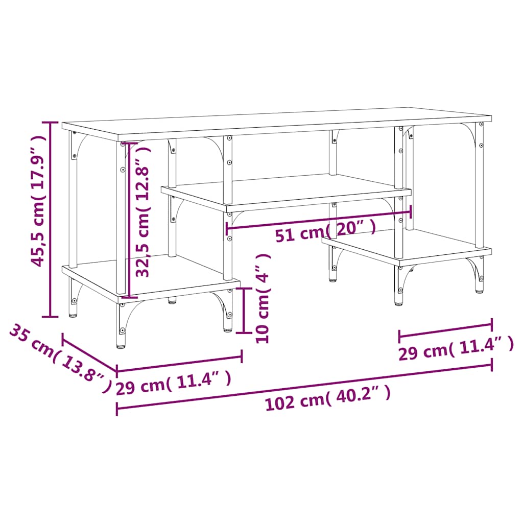 Mobile Porta TV Grigio Sonoma 102x35x45,5 cm Legno Multistrato