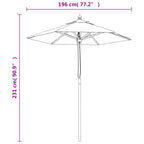 Ombrellone da Giardino con Palo in Legno Nero 196x231 cm
