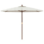 Ombrellone da Giardino con Palo in Legno Sabbia 299x240 cm
