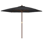 Ombrellone da Giardino con Palo in Legno Nero 299x240 cm