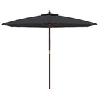 Ombrellone da Giardino con Palo in Legno Nero 299x240 cm