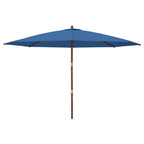 Ombrellone da Giardino con Palo in Legno Azzurro 400x273 cm