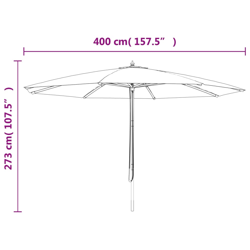 Ombrellone da Giardino con Palo in Legno Azzurro 400x273 cm