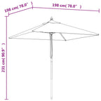 Ombrellone da Giardino con Palo in Legno Tortora 198x198x231 cm