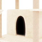 Albero per Gatti con Tiragraffi in Sisal Crema 166 cm