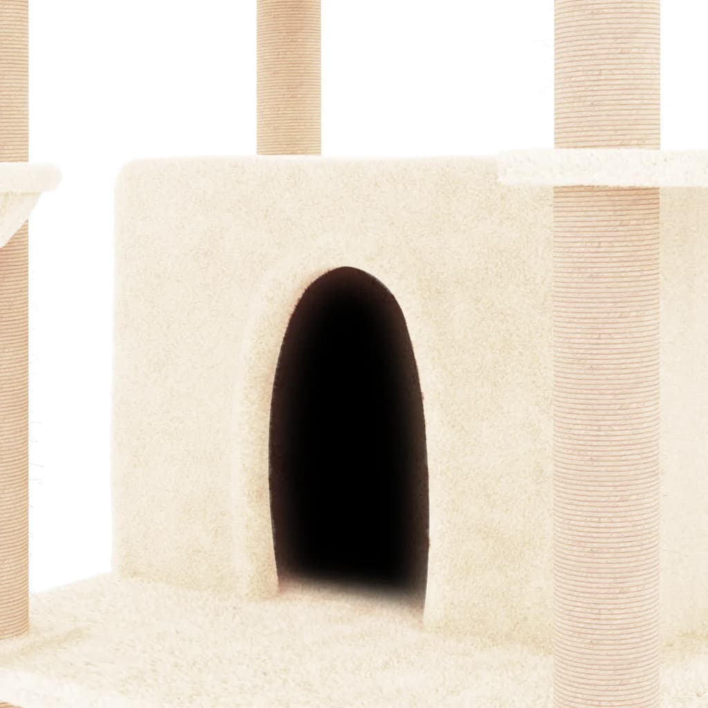 Albero per Gatti con Tiragraffi in Sisal Crema 166 cm