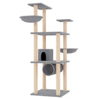 Albero per Gatti con Tiragraffi in Sisal Grigio Chiaro 141 cm