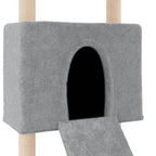 Albero per Gatti con Tiragraffi in Sisal Grigio Chiaro 153 cm