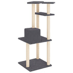 Albero per Gatti con Tiragraffi in Sisal Grigio Scuro 123 cm