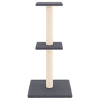 Albero per Gatti con Tiragraffi in Sisal Grigio Scuro 73 cm