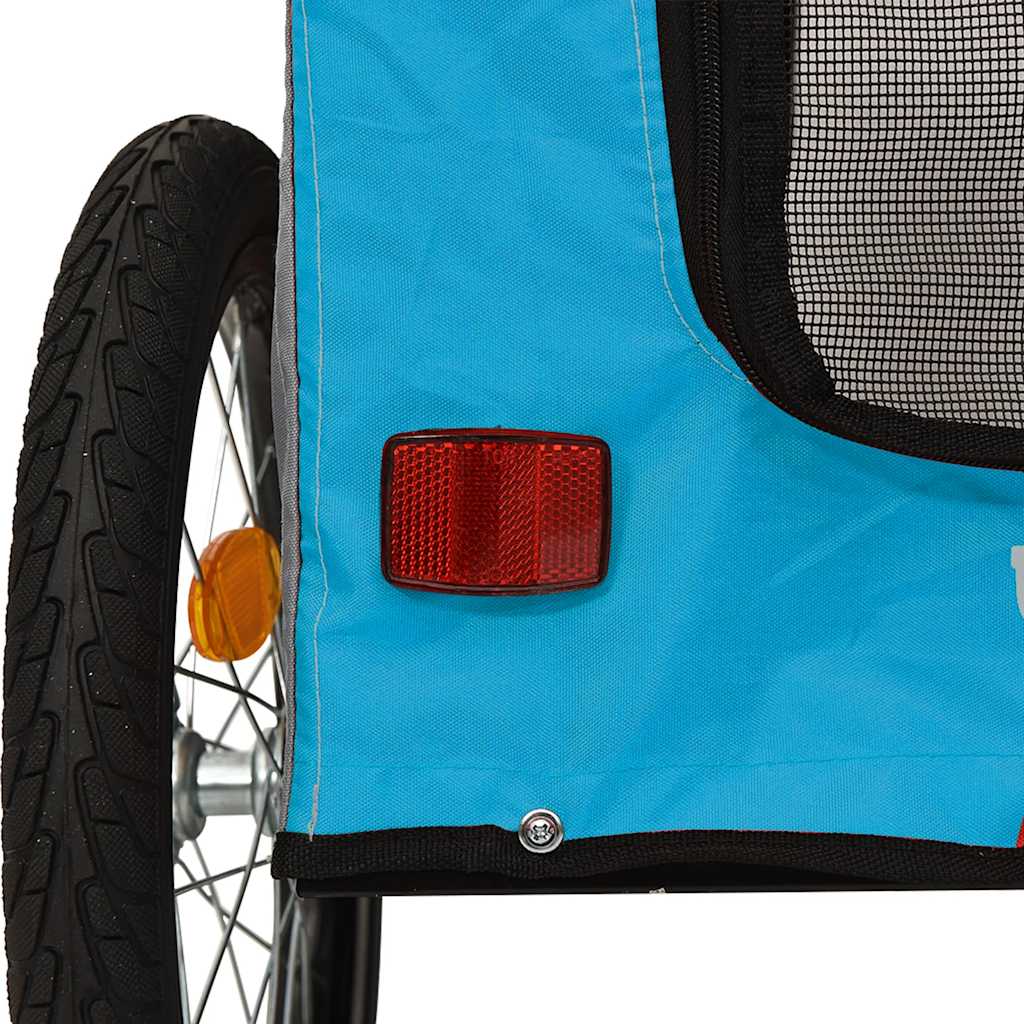 Rimorchio da Bici per Animali Blu e Grigio Oxford e Ferro