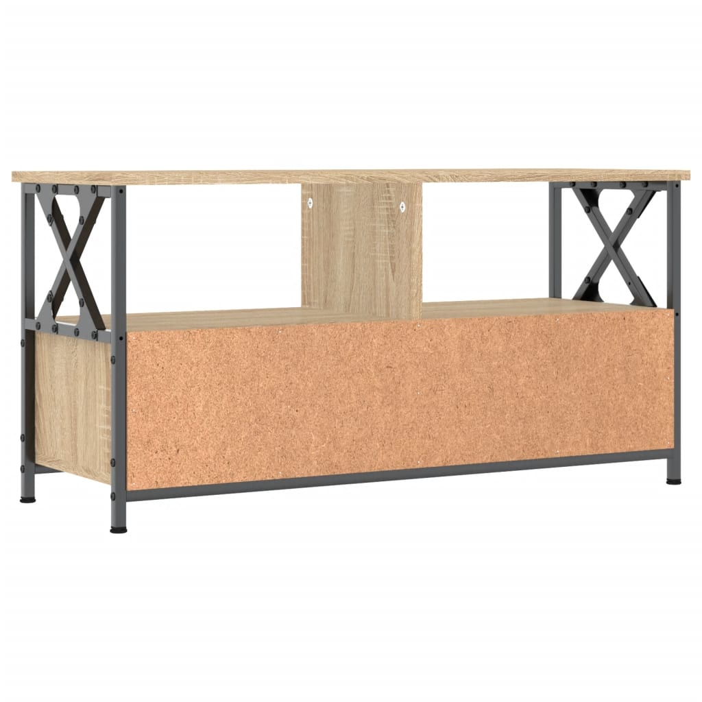 Mobile TV Rovere Sonoma 90x33x45 cm Legno Multistrato e Ferro