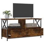 Mobile TV Rovere Fumo 90x33x45 cm in Legno Multistrato e Ferro