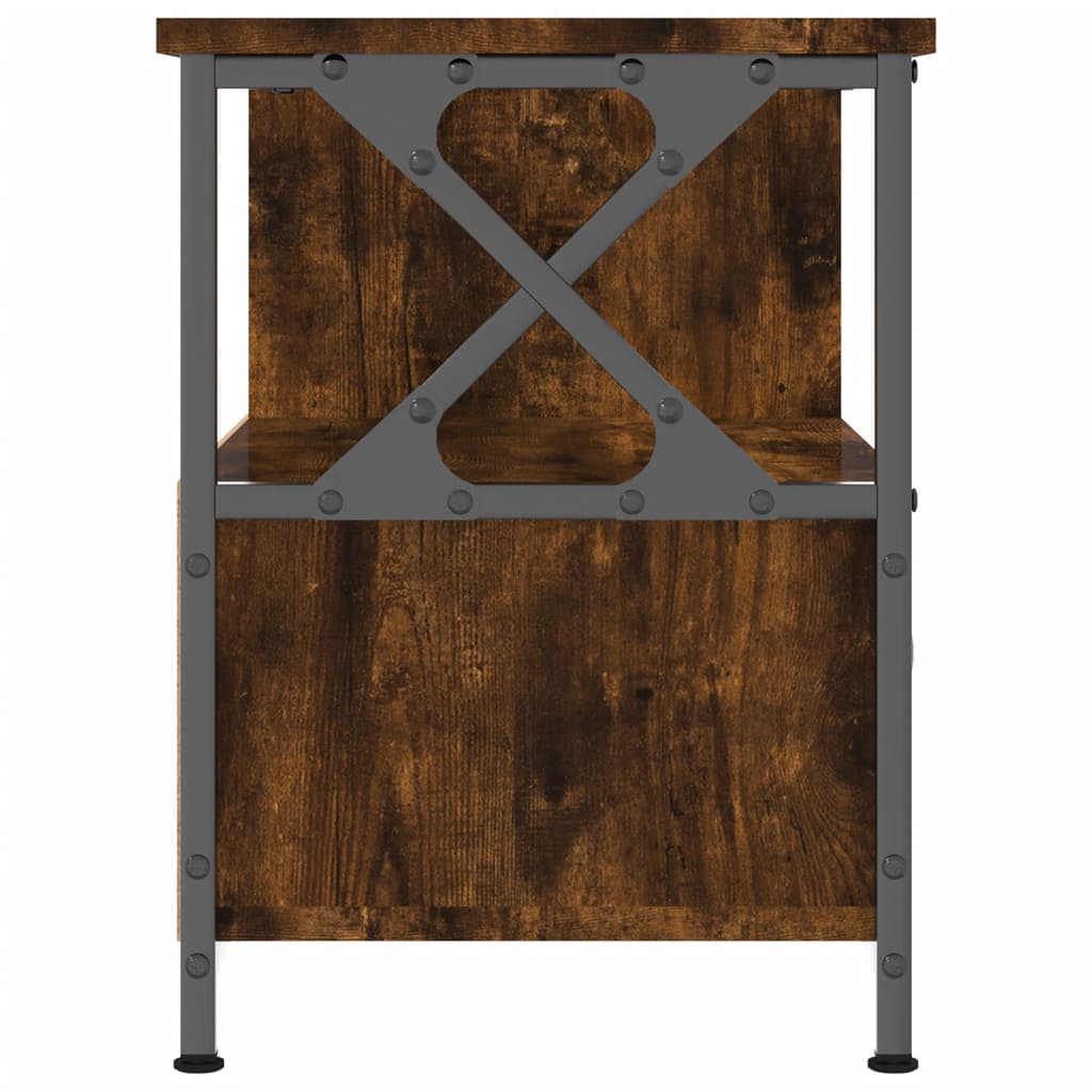 Mobile TV Rovere Fumo 90x33x45 cm in Legno Multistrato e Ferro