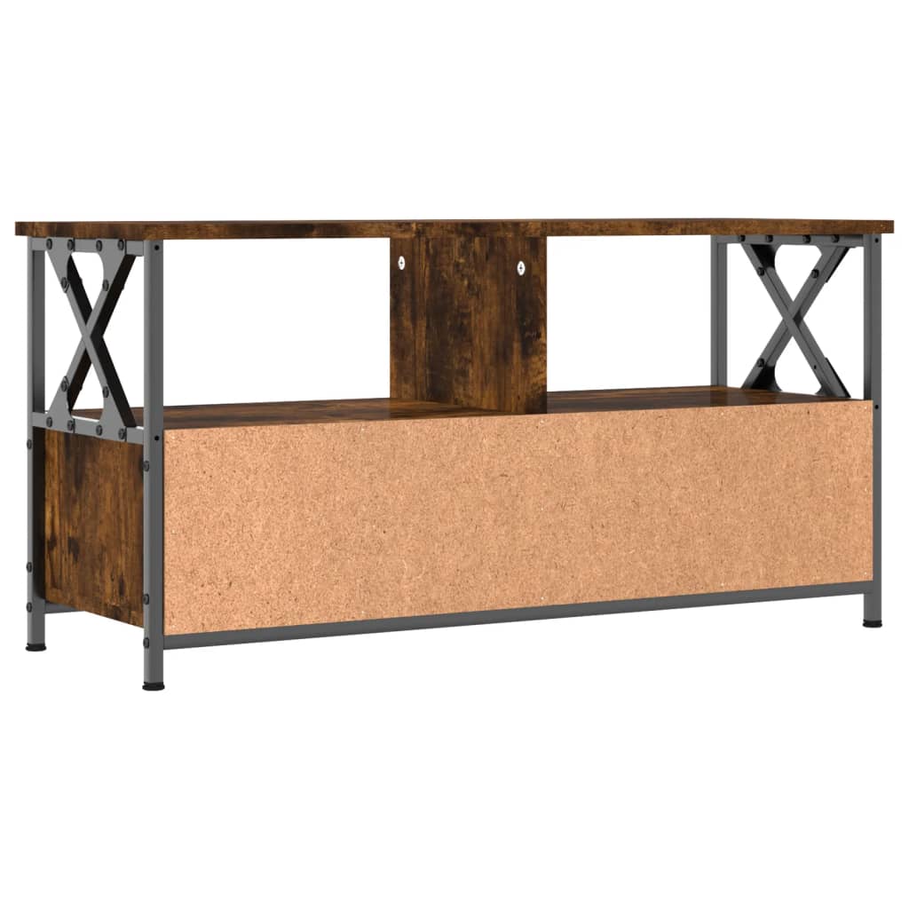 Mobile TV Rovere Fumo 90x33x45 cm in Legno Multistrato e Ferro