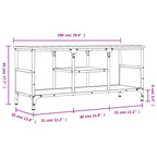 Mobile TV Grigio Sonoma 100x35x45 cm Legno Multistrato e Ferro