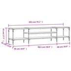 Mobile TV Grigio Sonoma 201x35x45 cm Legno Multistrato e Ferro