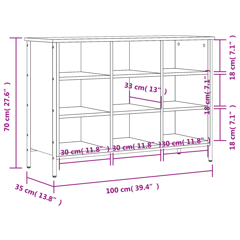 Scarpiera Grigio Sonoma 100x35x70 cm in Legno Multistrato