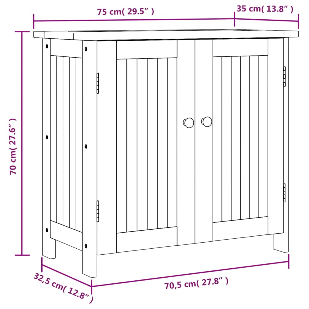 Mobile da Giardino75x35x70 cm in Legno Massello di Acacia