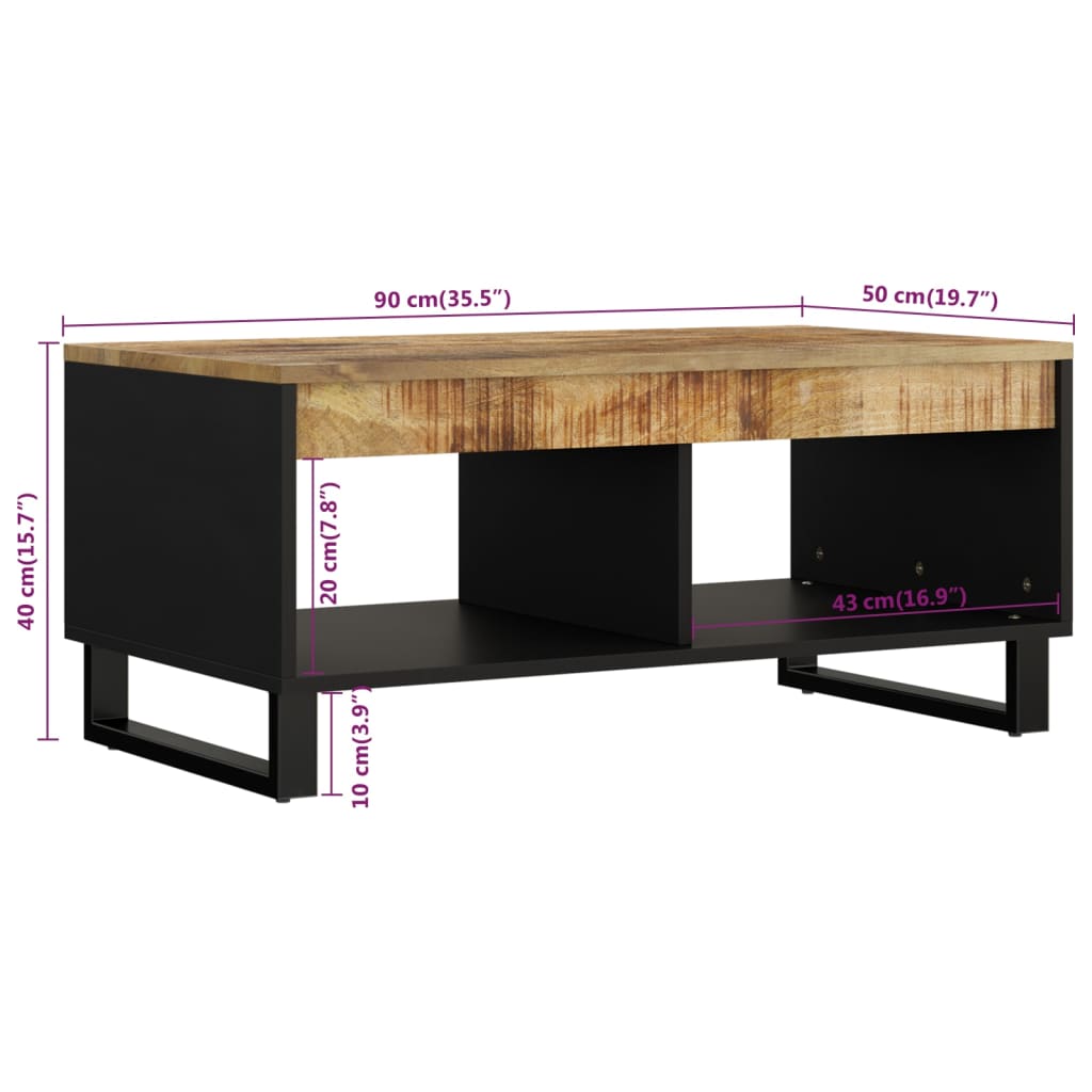 Tavolino da Salotto 90x50x40 cm in Legno Massello di Mango