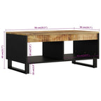 Tavolino da Salotto 90x50x40 cm in Legno Massello di Mango