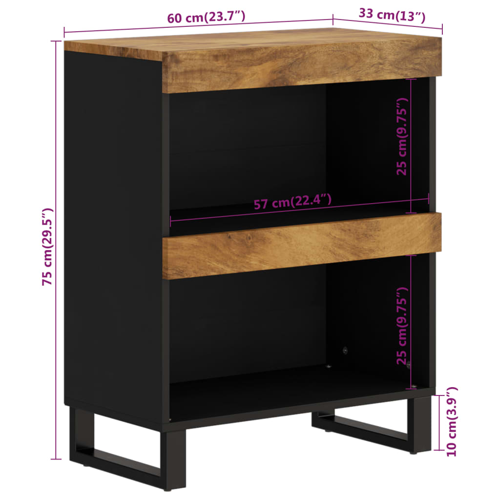 Credenza 60x33x75 cm in Legno Massello di Mango