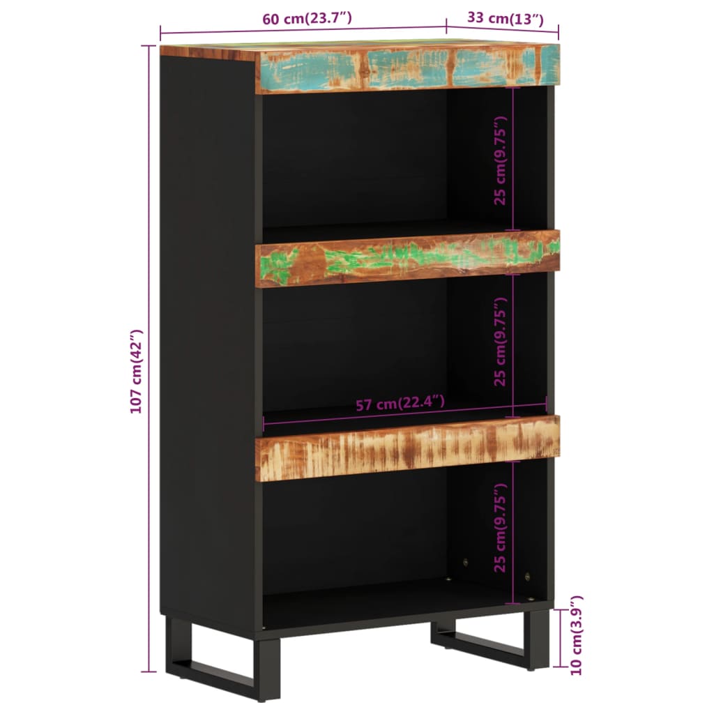 Credenza 60x33x107 cm in Legno Massello di Recupero