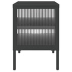 Mobile Porta TV Nero 105x35x50 cm Vetro e Acciaio
