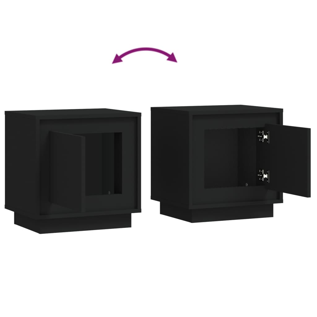 Comodini 2 pz Neri 44x35x45 cm in Legno Multistrato