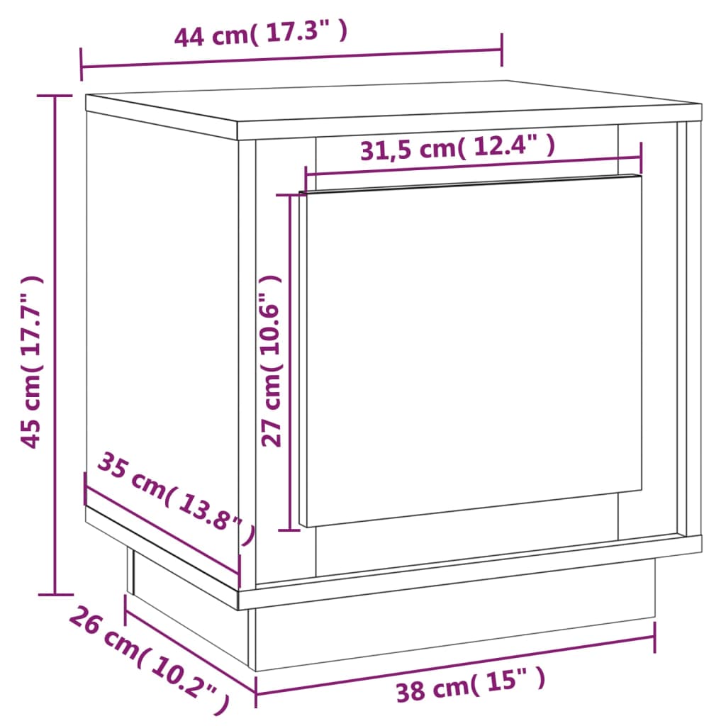 Comodini 2 pz Neri 44x35x45 cm in Legno Multistrato