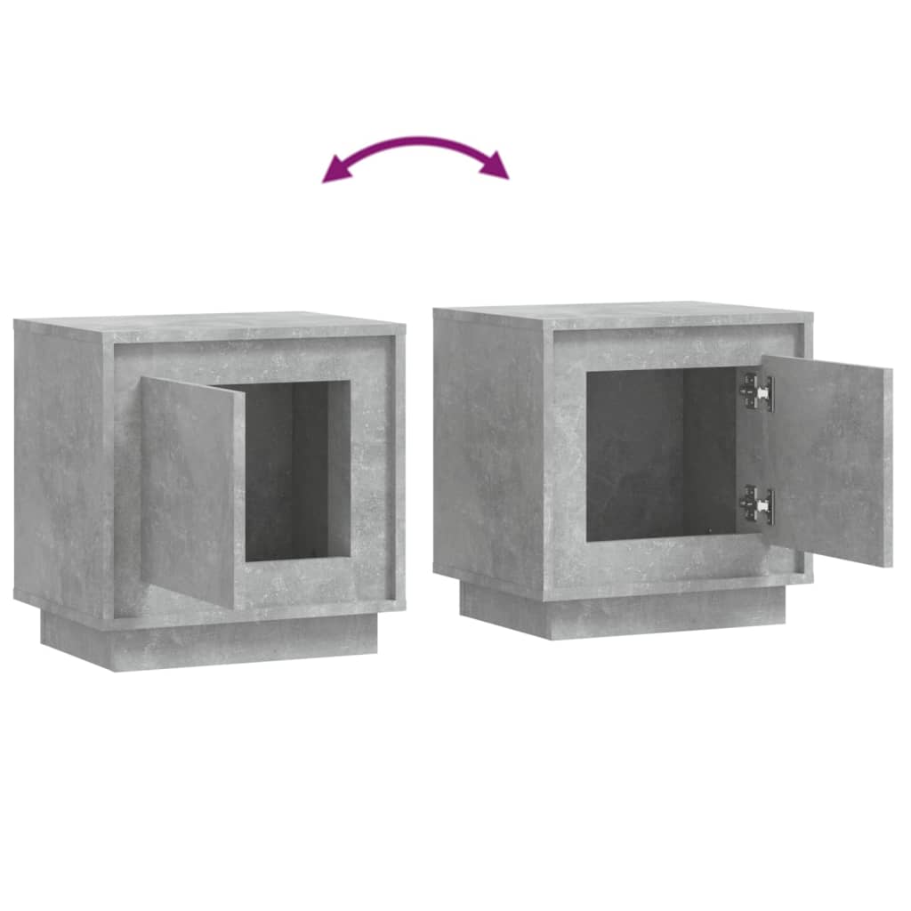 Comodini 2 pz Grigio Cemento 44x35x45 cm in Legno Multistrato