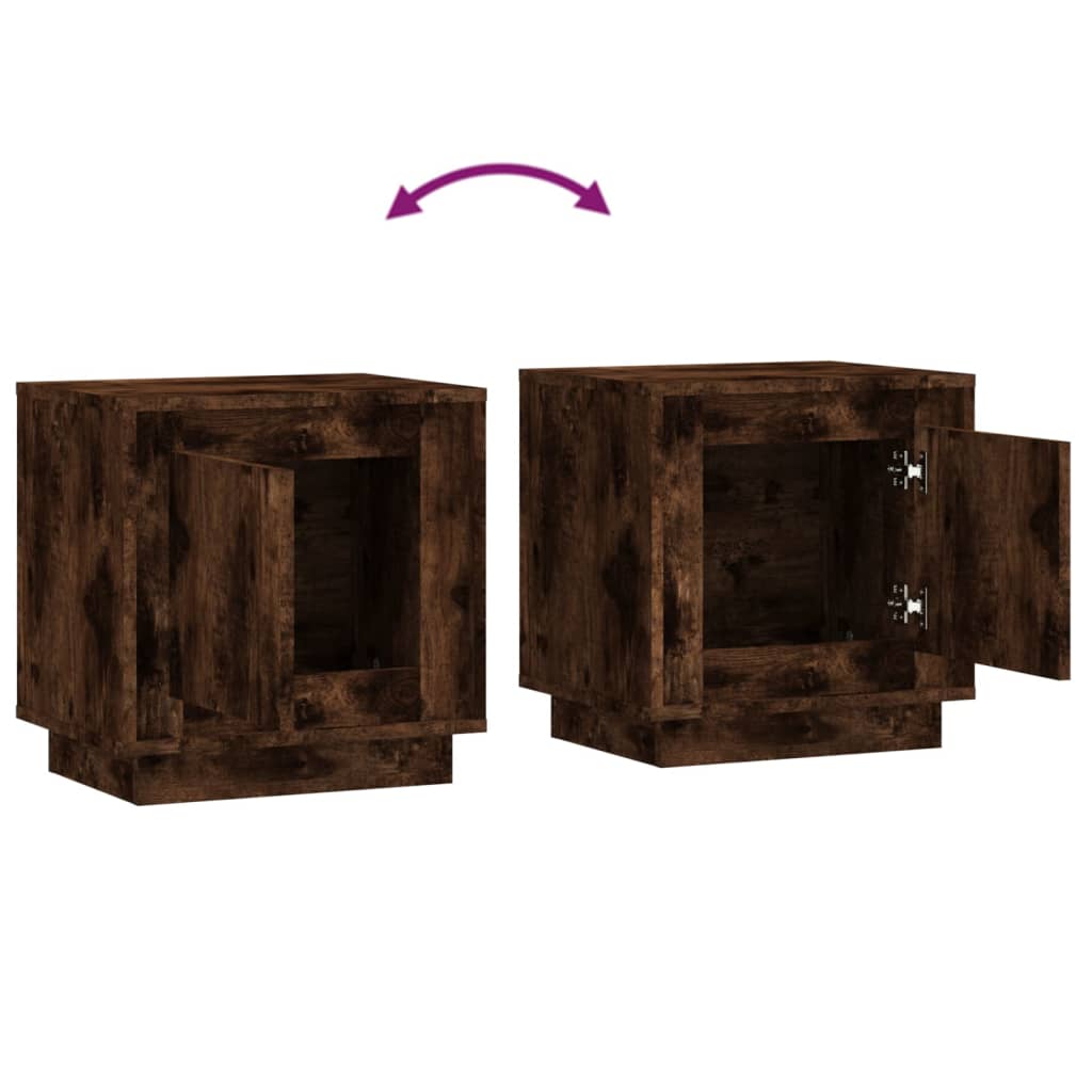 Comodini 2 pz Rovere Fumo 44x35x45 cm in Legno Multistrato