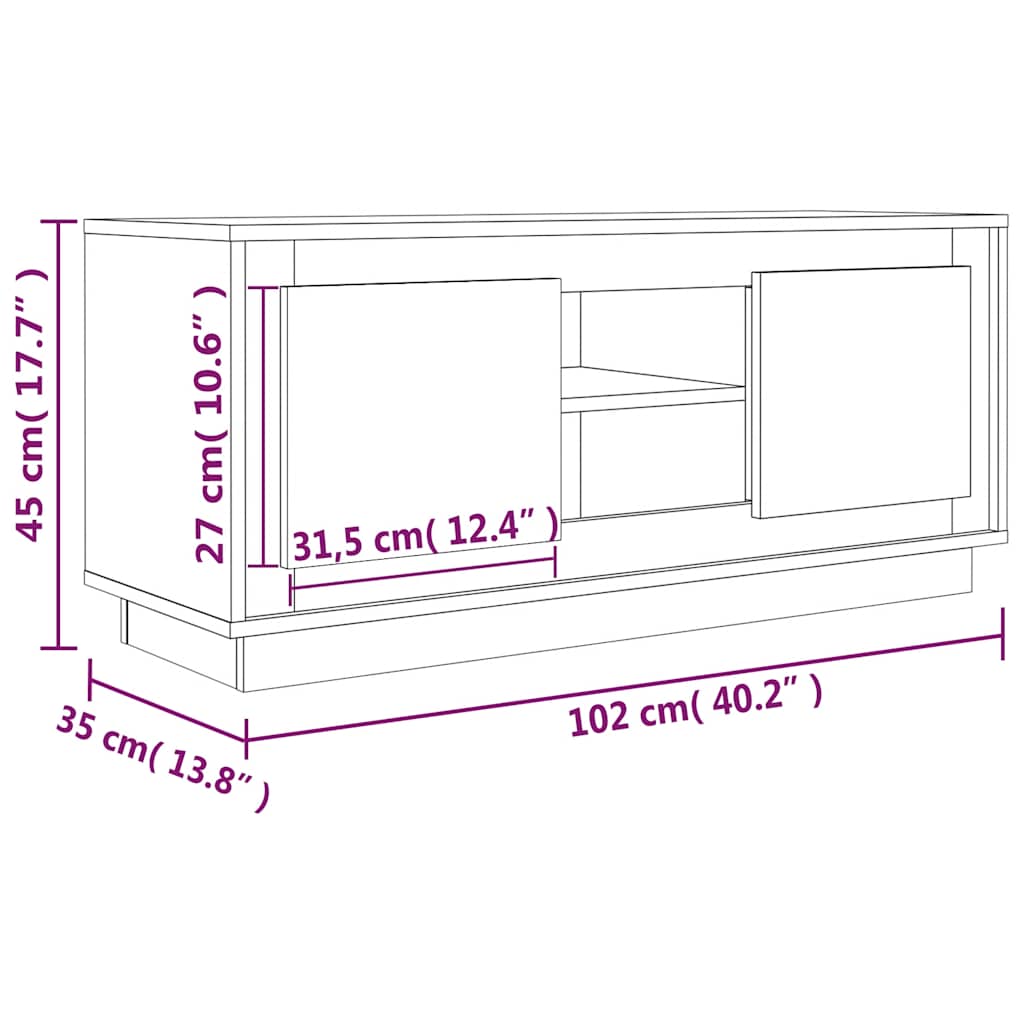 Mobile Porta TV Bianco 102x35x45 cm in Legno Multistrato
