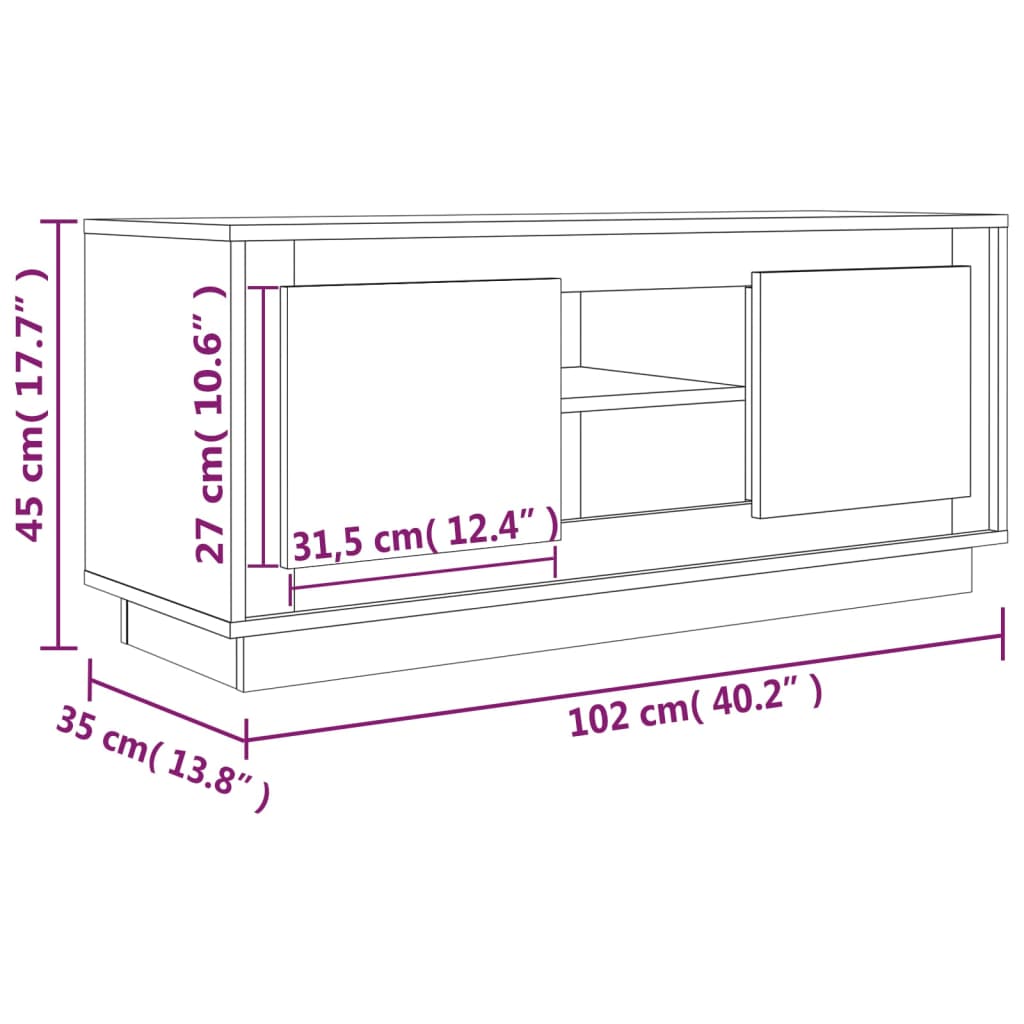 Mobile Porta TV Grigio Cemento 102x35x45cm in Legno Multistrato