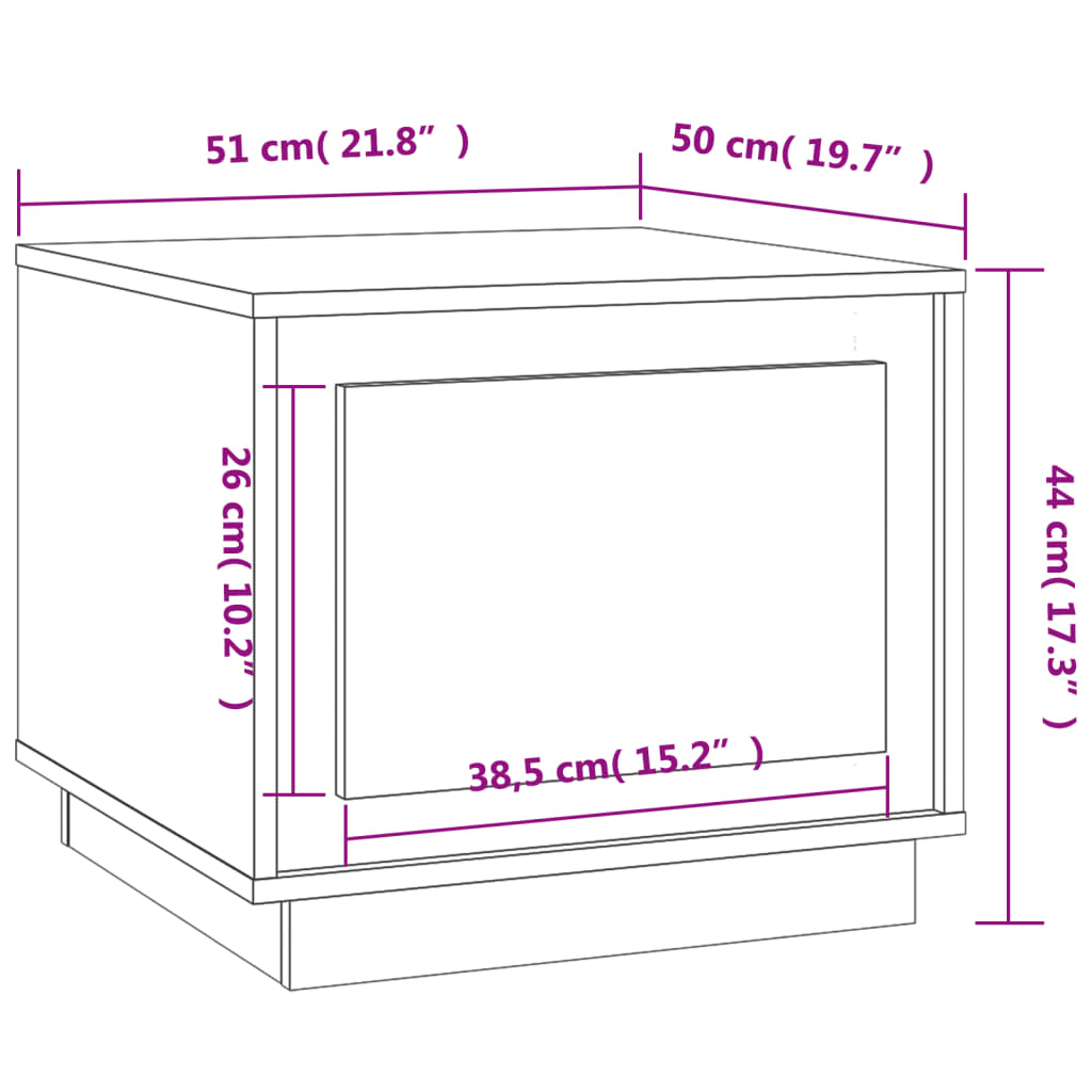 Tavolino da Salotto Rovere Fumo 51x50x44 cm Legno Multistrato